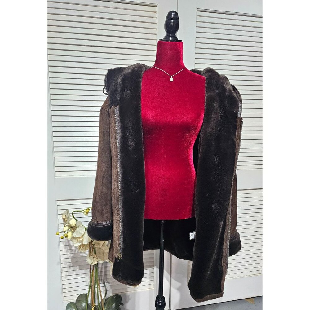 Vintage J Percy for Marvin Richards Women Brown Suede Faux Fur Parka Sz XL 3158 - Picture 9 of 16